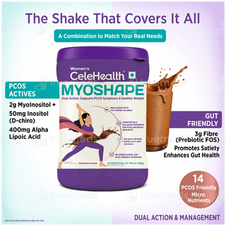 Celehealth Womens Myoshape Chocolate Flavour No Added Sugar Powder 400gm