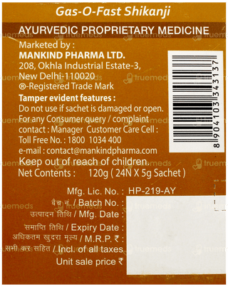 Gasofast Shikanji Sachet 5Gm