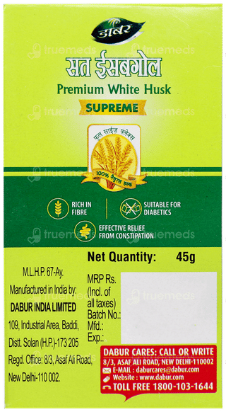 Dabur Sat Isabgol Premium White Husk Supreme 45gm