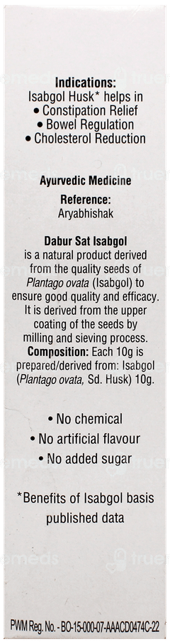 Dabur Sat Isabgol Premium White Husk Supreme 90Gm