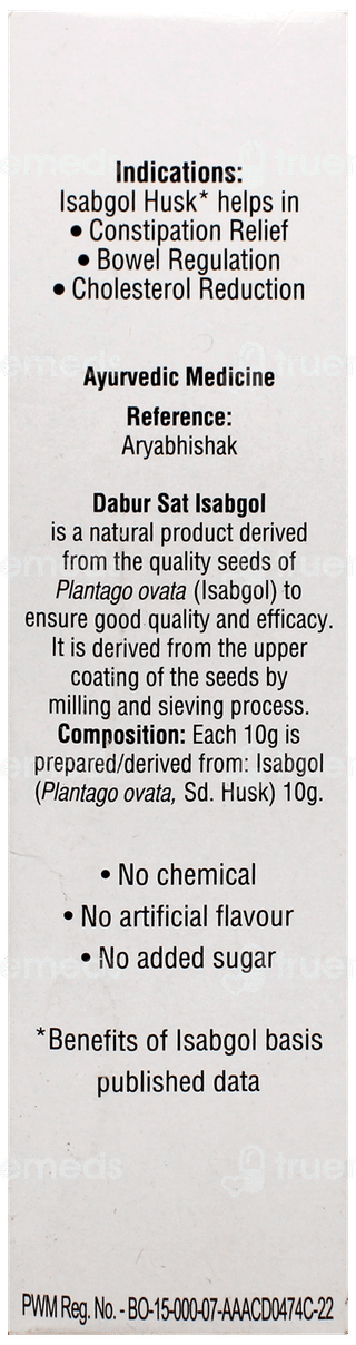 Dabur Sat Isabgol Premium White Husk Supreme 90Gm