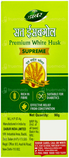 Dabur Sat Isabgol Premium White Husk Supreme 90Gm
