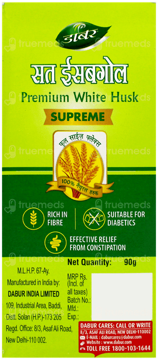 Dabur Sat Isabgol Premium White Husk Supreme 90Gm