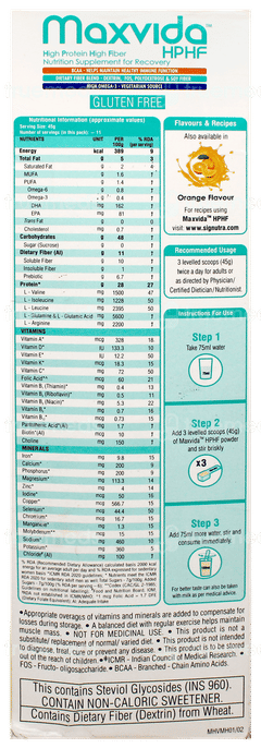 Maxvida Hphf Vanilla Flavour Zero Sucrose Refill Powder 500Gm