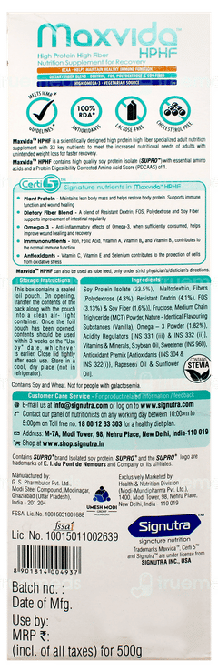 Maxvida Hphf Vanilla Flavour Zero Sucrose Refill Powder 500Gm