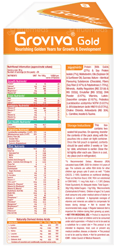 Groviva Gold For 2+ Years Chocolate Flavour Refill 2 Pouches Of 375gm