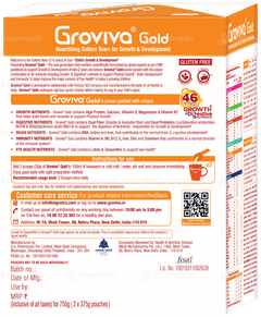 Groviva Gold For 2+ Years Chocolate Flavour Refill 2 Pouches Of 375gm