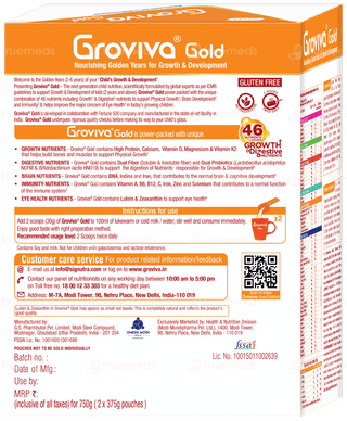 Groviva Gold For 2+ Years Chocolate Flavour Refill 2 Pouches Of 375gm