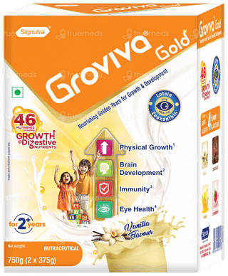 Groviva Gold For 2+ Years Vanilla Flavour Refill 2 Pouches Of 375gm