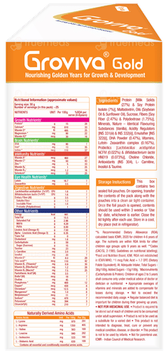 Groviva Gold For 2+ Years Vanilla Flavour Refill 2 Pouches Of 375gm