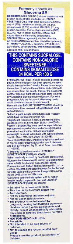 Ensure Diabetes Care New & Improved Zero Added Sucrose Vanilla Delight Flavour Refill Powder 375Gm