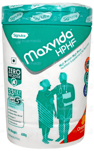 Maxvida Hphf Orange Flavour Zero Sucrose Powder Jar 400Gm
