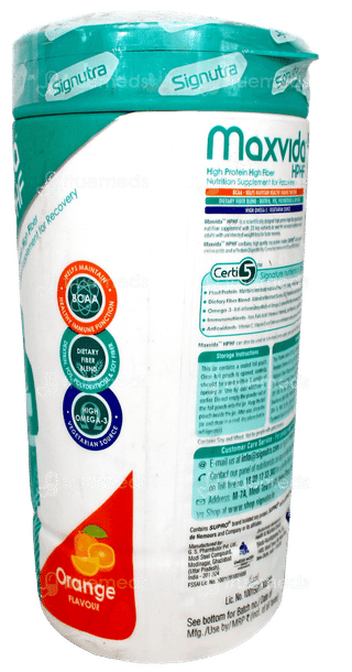 Maxvida Hphf Orange Flavour Zero Sucrose Powder Jar 400Gm