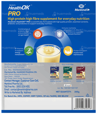 Health Ok Pro Vanilla Flavour Zero Added Sucrose Refill Powder 200gm