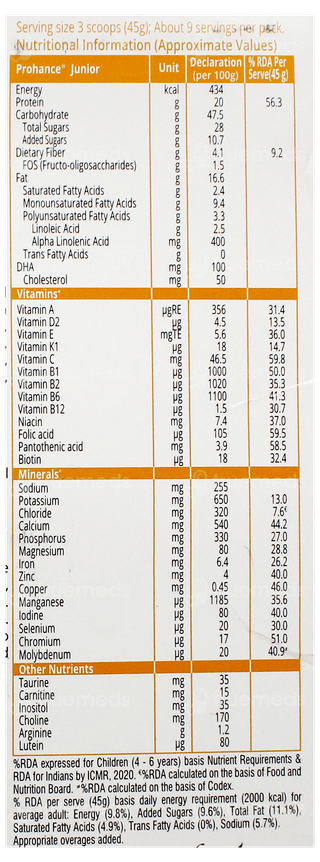 Prohance Junior Chocolate Flavour Powder Refill 400Gm