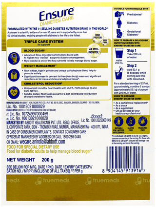Ensure Diabetes Care New & Improved Vanilla Delight Flavour Zero Added Sucrose Refill Powder 200Gm