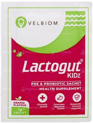Velbiom Lactogut Kidz Orange Flavour Sachet 1gm