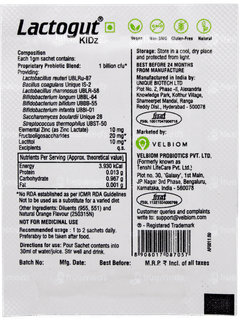 Velbiom Lactogut Kidz Orange Flavour Sachet 1gm