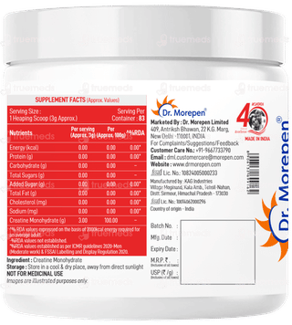Dr Morepen Micronised Creatine Unflavoured Powder 250gm