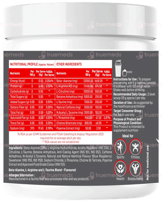 Dr Morepen Muscle Food Pre Workout Blue Raspberry Powder 250gm