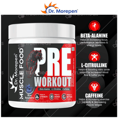 Dr Morepen Muscle Food Pre Workout Blue Raspberry Powder 250gm