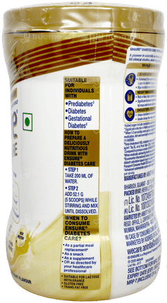 Ensure New And Improved Diabetes Care Vanilla Flavour Zero Added Sucrose Powder Jar 375gm