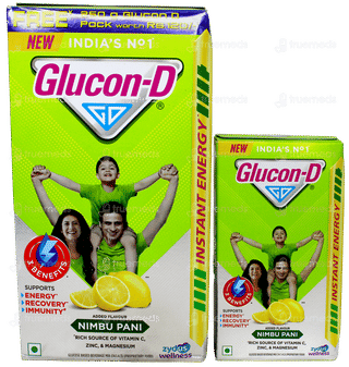 Glucon D New Nimbu Pani Refill 1Kg With Glucon D New Nimbu Pani 250Gm Pack Free