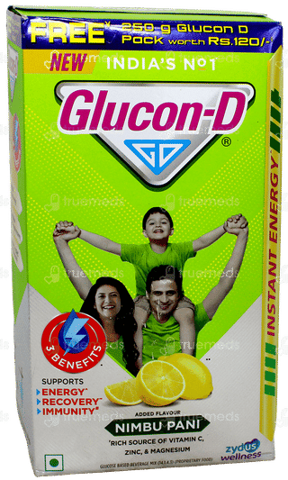 Glucon D New Nimbu Pani Refill 1Kg With Glucon D New Nimbu Pani 250Gm Pack Free
