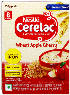 Nestle Cerelac No Preservatives Wheat Apple Cherry From 8 To 24 Months Baby Cereal 350Gm