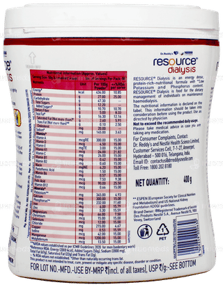 Nestle Resource Dialysis New Recipe Vanilla Flavour Powder Jar 400Gm