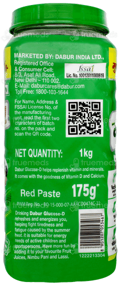 Dabur Glucose D Instant Energy 1kg With Dabur Red Toothpaste 175gm Free