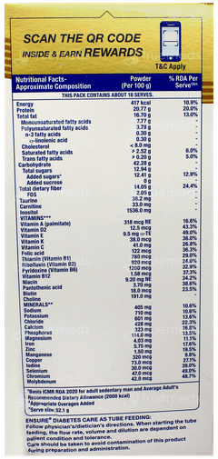Ensure Diabetes Care New & Improved Zero Added Sucrose Vanilla Delight Flavour Refill Powder 950gm