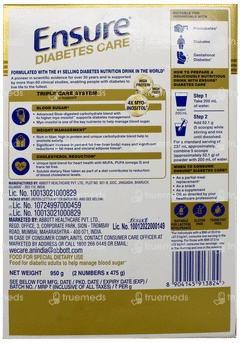 Ensure Diabetes Care New & Improved Zero Added Sucrose Vanilla Delight Flavour Refill Powder 950gm