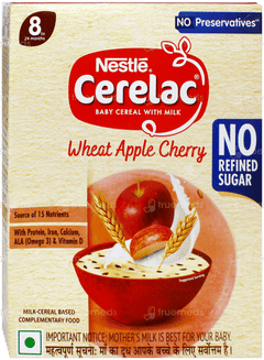 Nestle Cerelac No Preservatives Wheat Apple Cherry From 8 To 24 Months Baby Cereal 360Gm