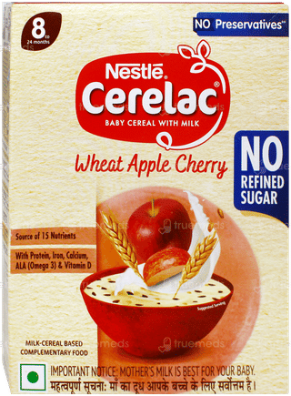 Nestle Cerelac No Preservatives Wheat Apple Cherry From 8 To 24 Months Baby Cereal 360Gm
