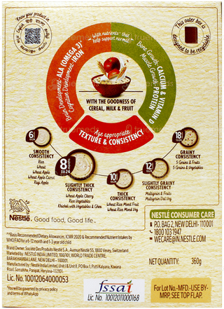 Nestle Cerelac No Preservatives Wheat Apple Cherry From 8 To 24 Months Baby Cereal 360Gm
