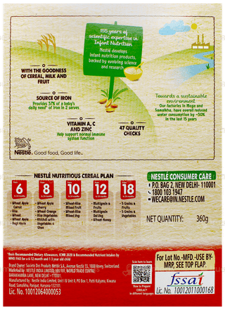 Nestle Cerelac No Refined Sugar No Preservatives Wheat Apple From 6 To 24 Months Baby Cereal 360gm