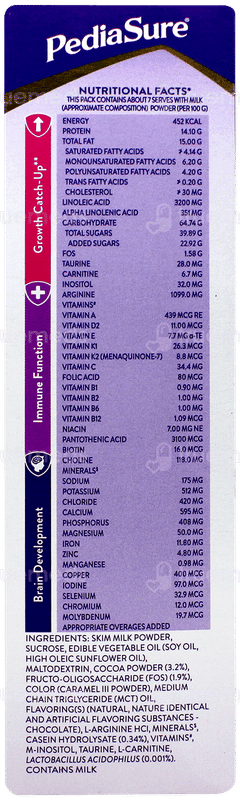 Pediasure 2 To 6 Years Old Chocolate Flavour Refill Powder 200Gm