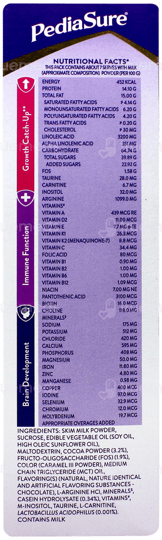 Pediasure 2 To 6 Years Old Chocolate Flavour Refill Powder 200Gm