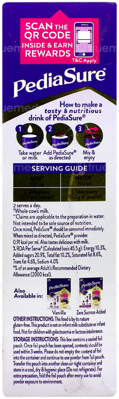 Pediasure 2 To 6 Years Old Chocolate Flavour Refill Powder 200Gm