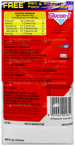 Glucon D New Tangy Orange Flavour Refill Powder 1Kg With 250Gm Free