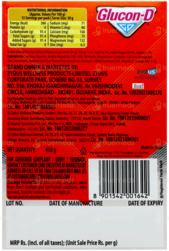 Glucon D New Tangy Orange Flavour Refill Powder 450gm