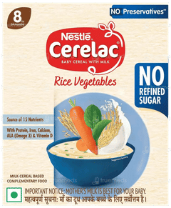 Nestle Cerelac No Refined Sugar No Preservatives Rice Vegetables From 8 To 24 Months Baby Cereal 300Gm