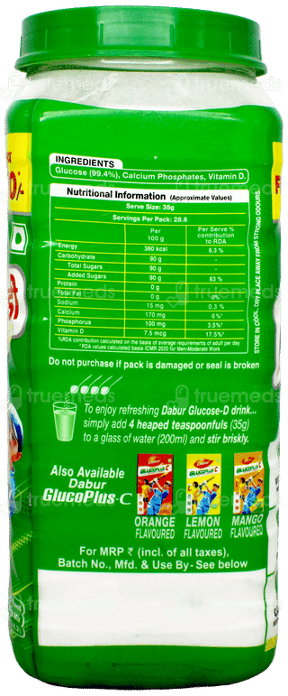 Dabur Glucose D Instant Energy 1Kg With Glucoplus C Orange 225Gm Free