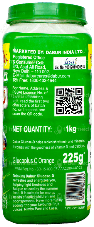 Dabur Glucose D Instant Energy 1Kg With Glucoplus C Orange 225Gm Free