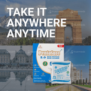 Pentasure 2.0 High Protein Sucrose Free Vanilla Flavour Powder Travel Pack 54Gm Pack Of 3 Sachets
