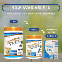 Pentasure 2.0 High Protein Sucrose Free Vanilla Flavour Powder Travel Pack 54Gm Pack Of 3 Sachets