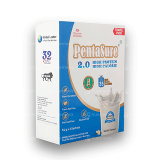 Pentasure 2.0 High Protein Sucrose Free Vanilla Flavour Powder Travel Pack 54Gm Pack Of 3 Sachets