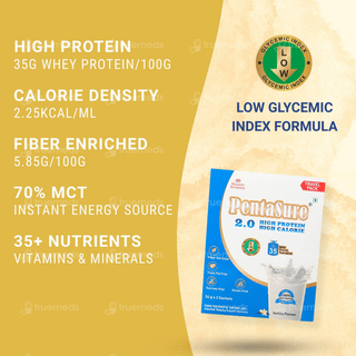 Pentasure 2.0 High Protein Sucrose Free Vanilla Flavour Powder Travel Pack 54Gm Pack Of 3 Sachets