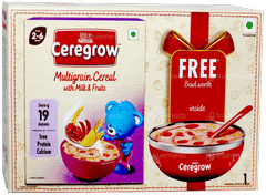 Nestle Ceregrow Multigrain Cereal With Milk & Fruits Powder 300Gm With Bowl Free